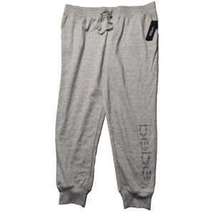 BEBE SPORT Women Plus Size 2X Heather Gray Nailhead Jogger Sweatpants NEW